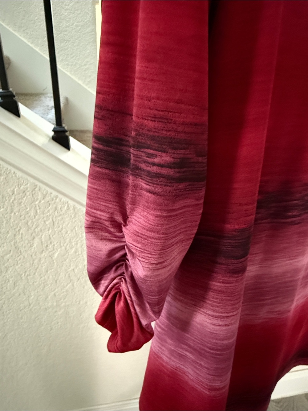 Women’s Ombre Red Tunic Top with Eyelet Neckline - Picture 2 of 3